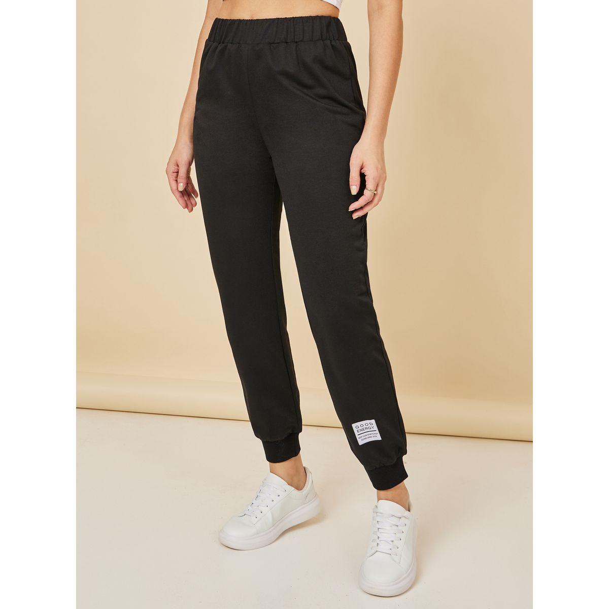 Styli Elastic Waist Patch Detail Joggers-women-clothing-bottoms-joggers-image-1