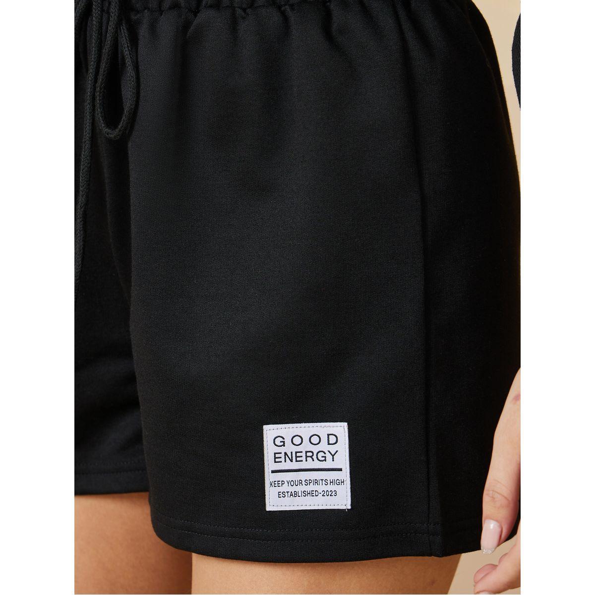 Styli Patch Detail Knit Shorts with Drawstring-women-clothing-bottoms-shorts-image-3