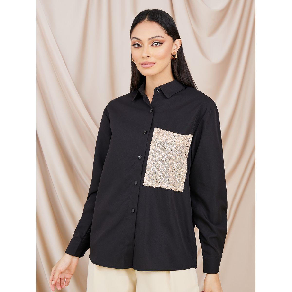 Styli Sequin Pocket Detail Long Sleeve Shirt-women-clothing-shirtsandblouses-shirts-image-3