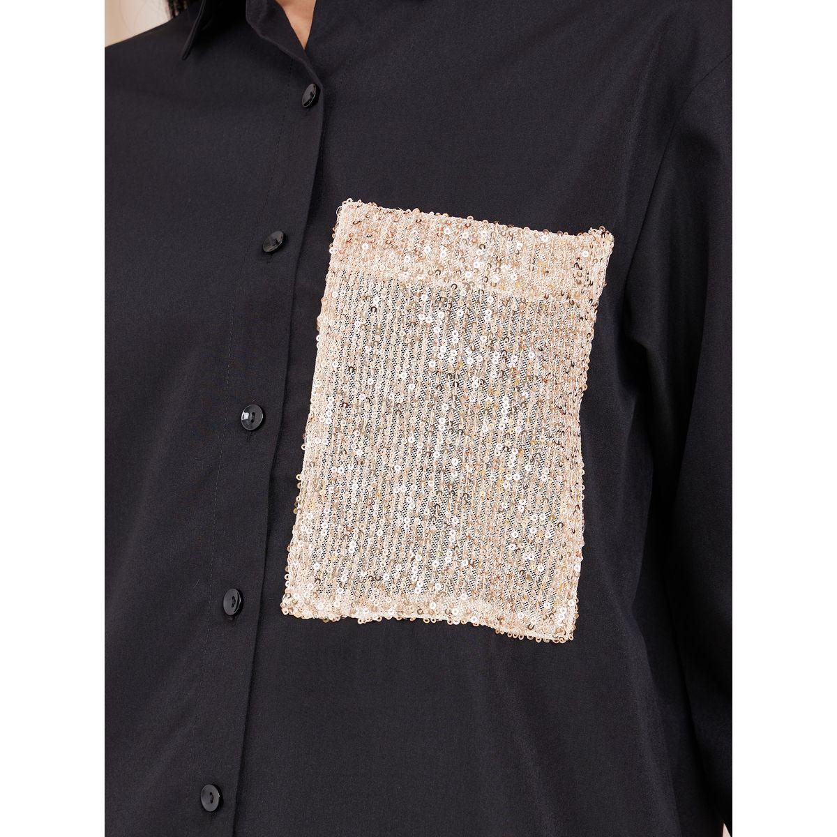 Styli Sequin Pocket Detail Long Sleeve Shirt-women-clothing-shirtsandblouses-shirts-image-4