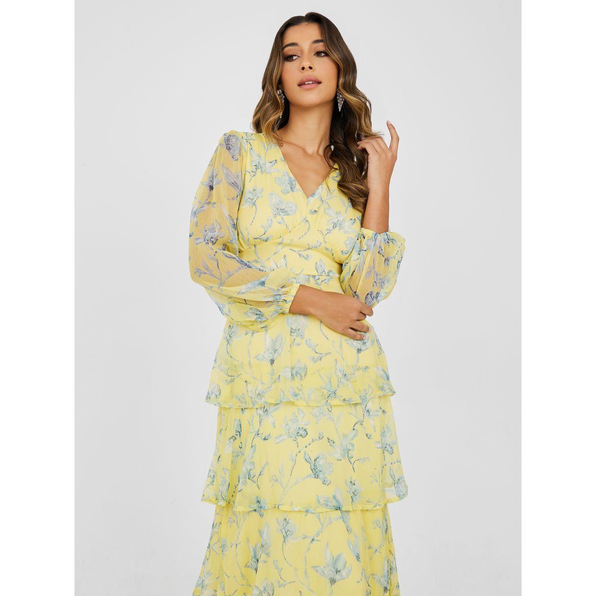Styli V Neck Floral Print Layered Maxi Dress-women-clothing-dresses-image-2