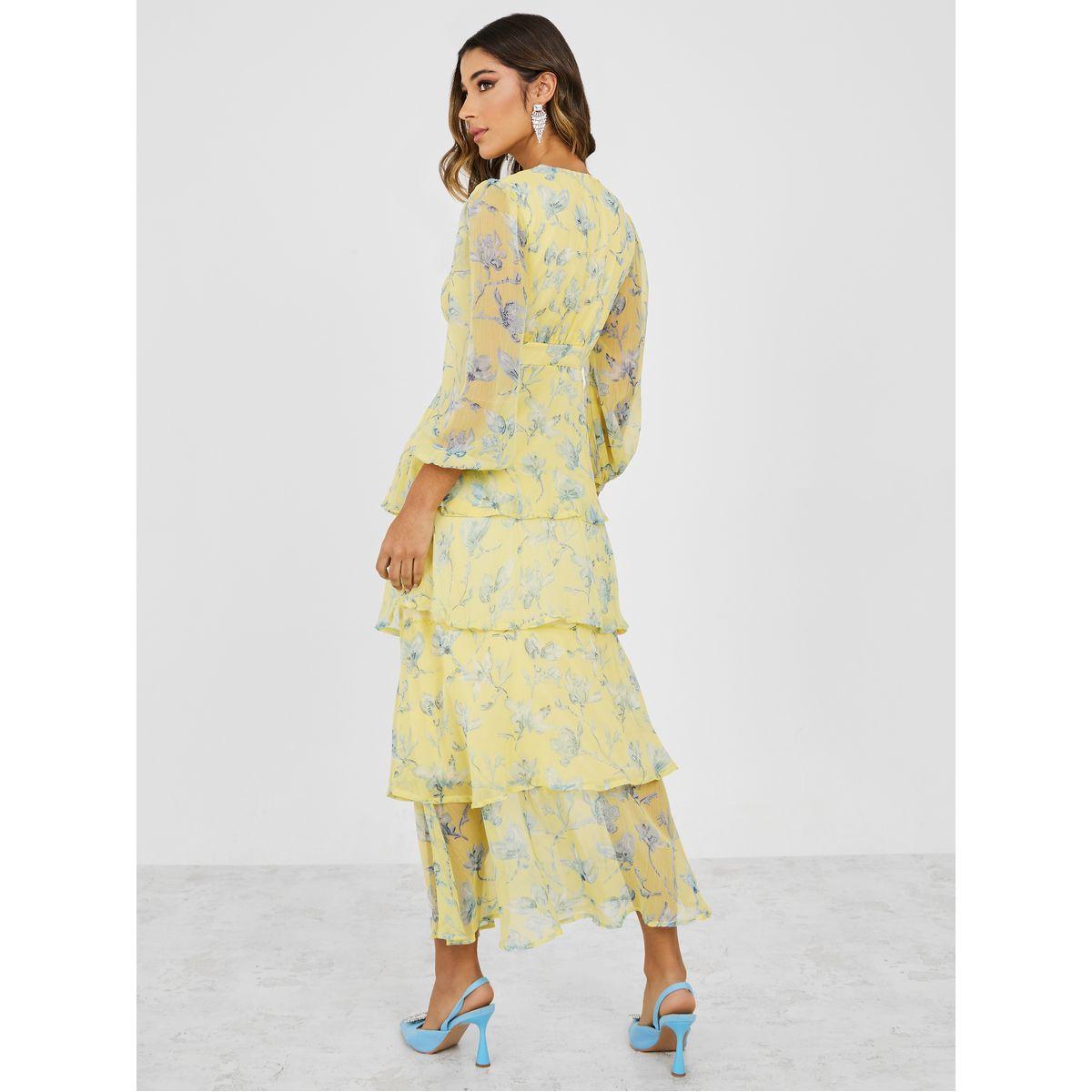 Styli V Neck Floral Print Layered Maxi Dress-women-clothing-dresses-image-4