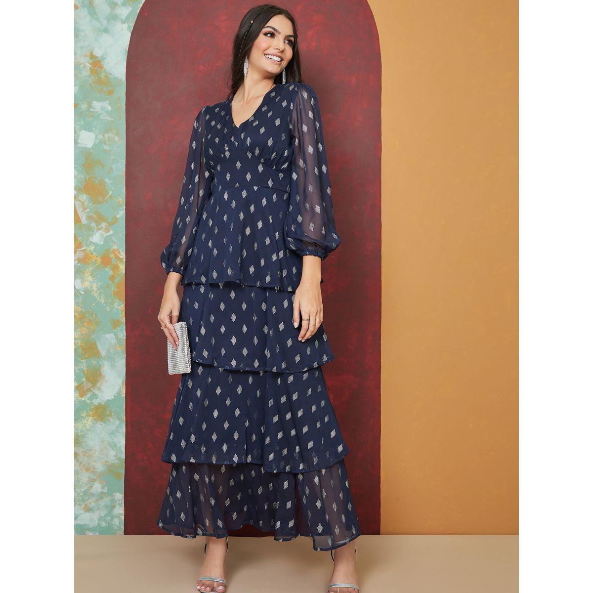 Styli Aztec Print Tiered Maxi Dress-women-clothing-dresses-image-1