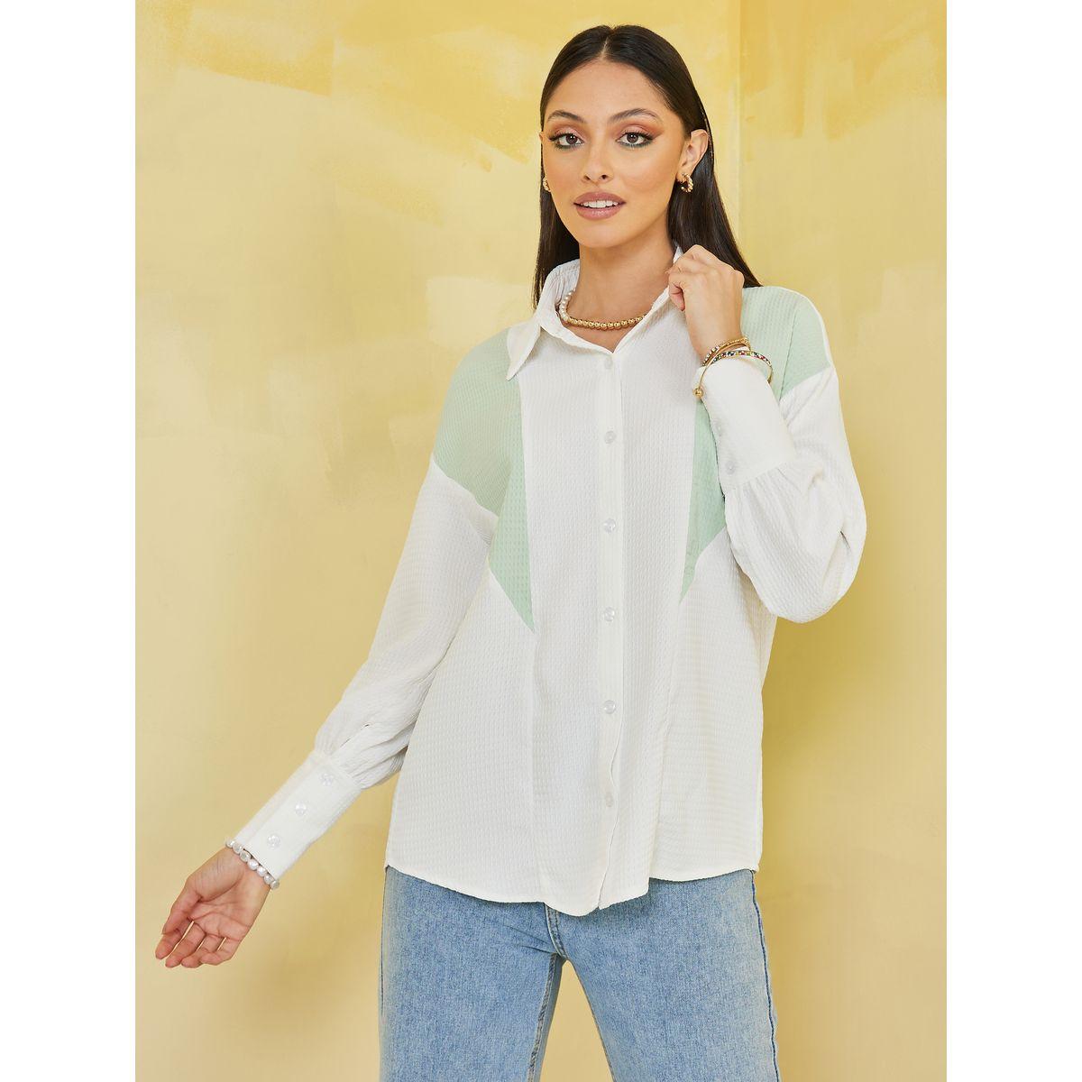 Styli Textured Knit Colorblock Boxy Shirt-women-clothing-shirtsandblouses-shirts-image-3