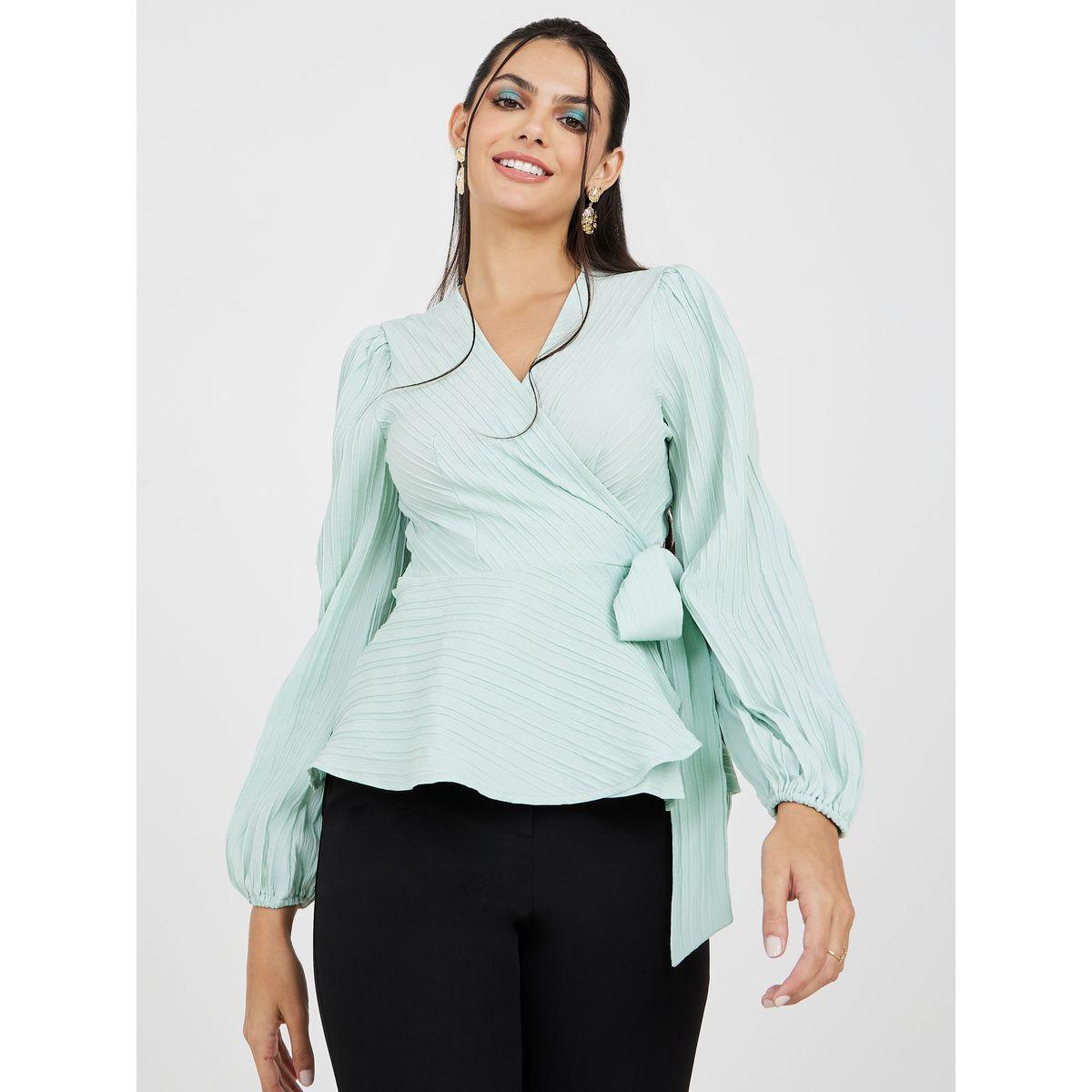 بلوزة بقصة عادية ونمط لف-women-clothing-shirtsandblouses-blouses-image-4