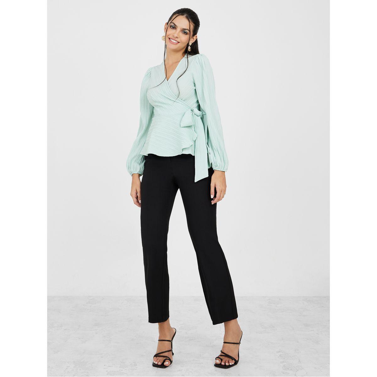 بلوزة بقصة عادية ونمط لف-women-clothing-shirtsandblouses-blouses-image-3