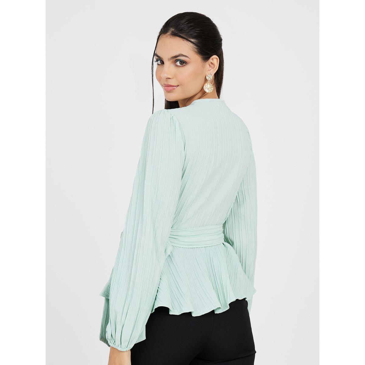 بلوزة بقصة عادية ونمط لف-women-clothing-shirtsandblouses-blouses-image-1