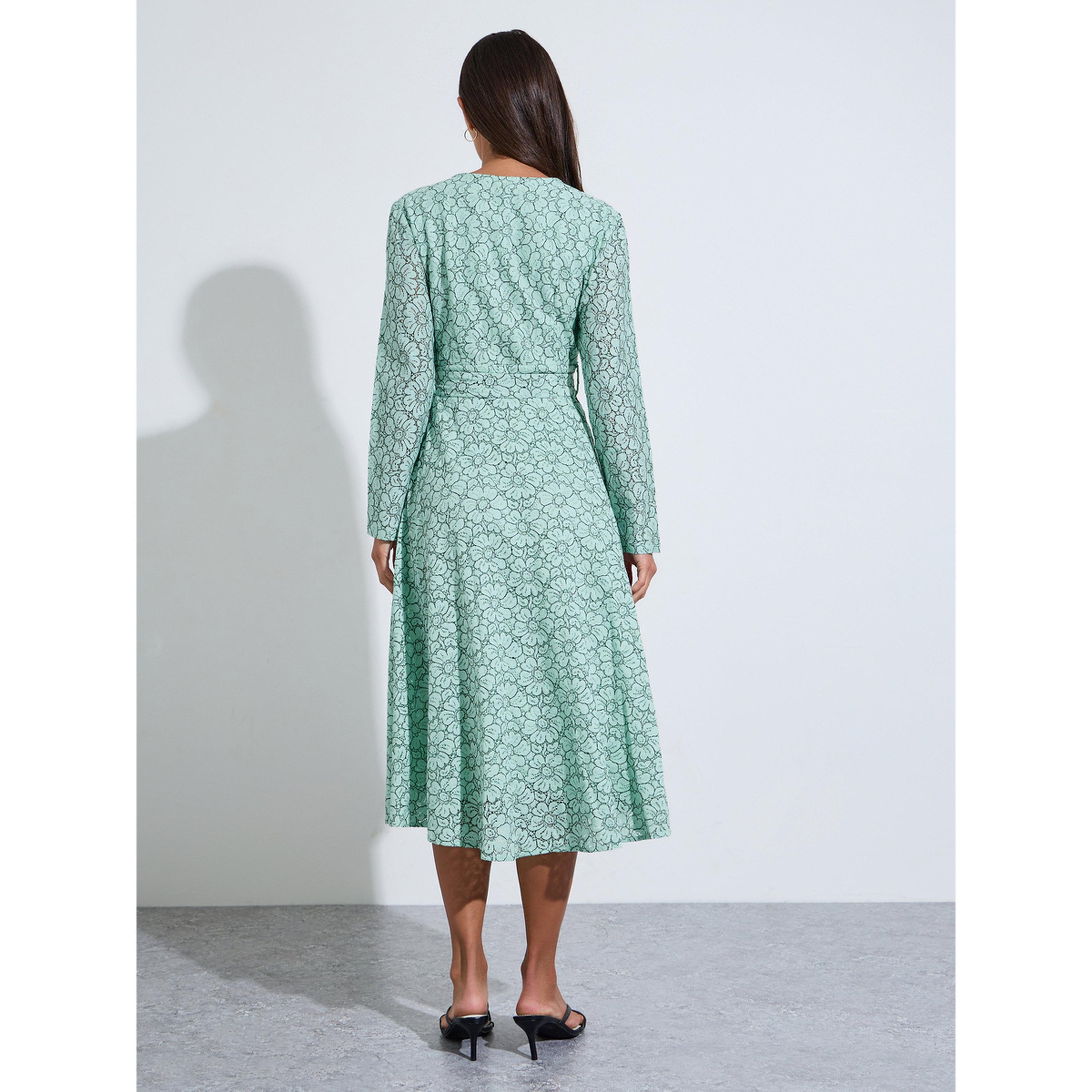 Styli Lace Insert Self Tie Belt A-Line Midi Dress-women-clothing-dresses-image-5