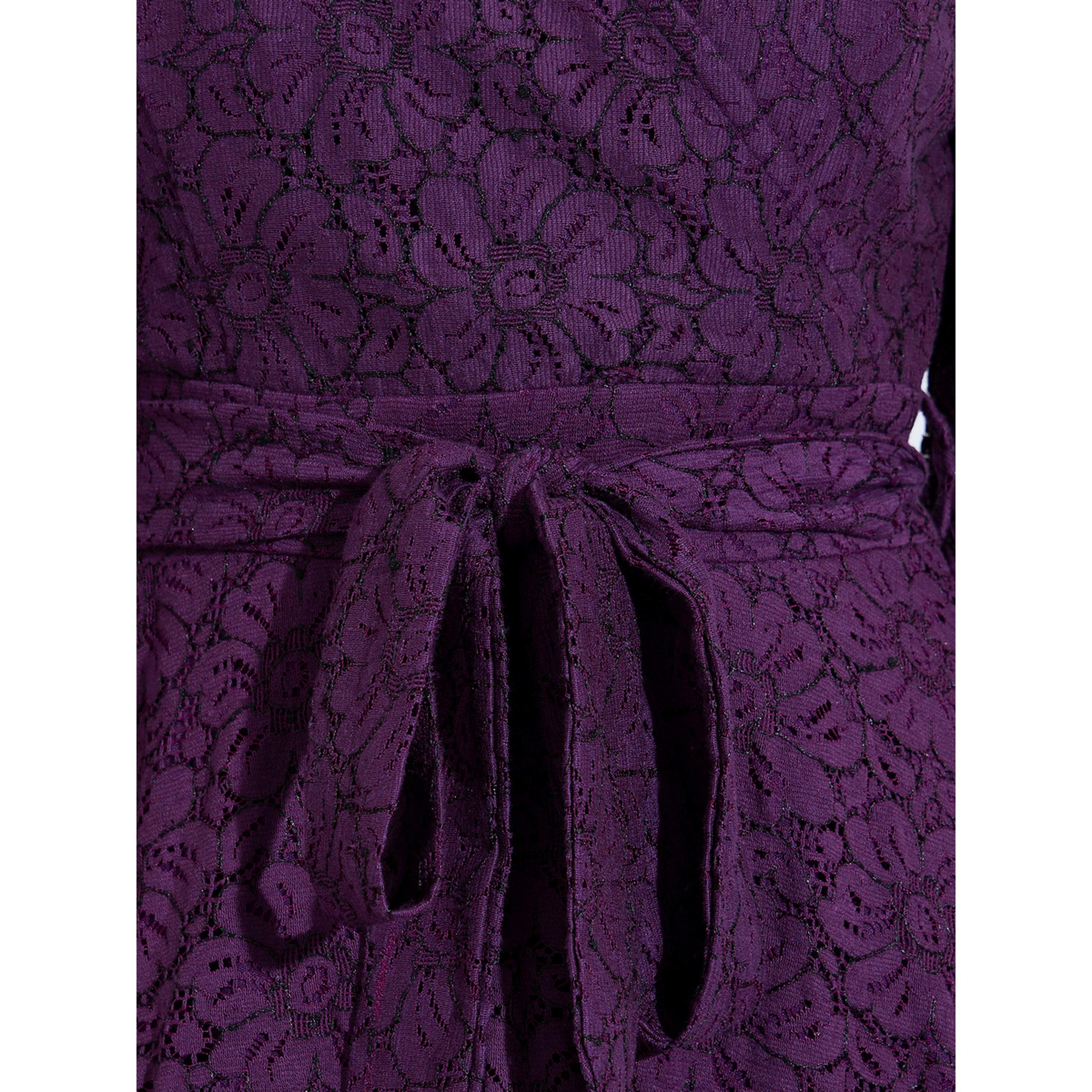 فستان ميدي بحافة واسعة وحزام برباط ذاتي وتفاصيل دانتيل-women-clothing-dresses-image-5