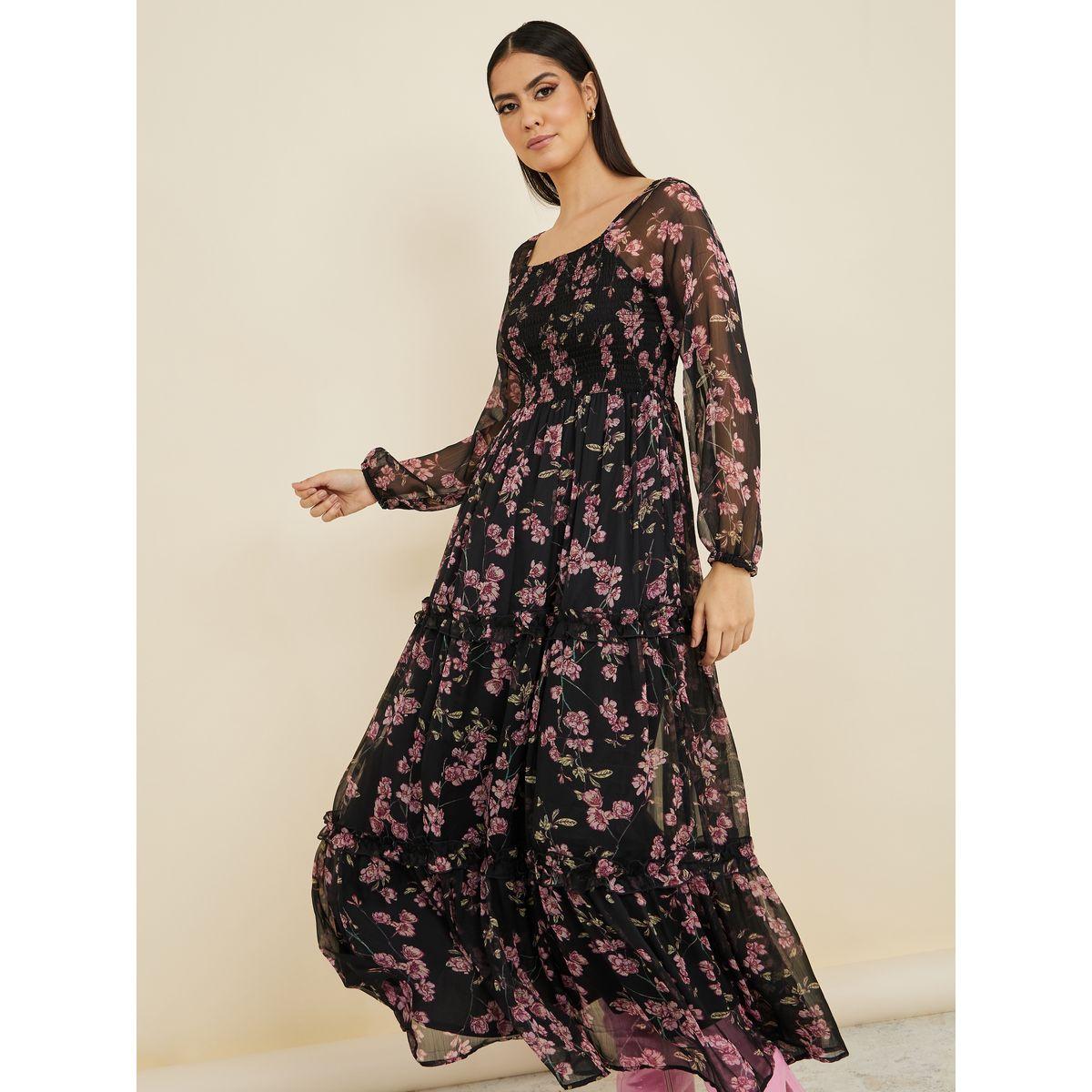 Styli Long Sleeves Floral Print Tiered Maxi Dress-women-clothing-dresses-image-1