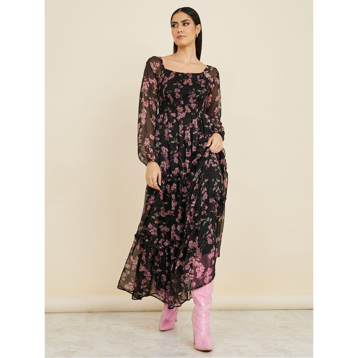 فستان طويل بكسرات واكمام طويلة-women-clothing-dresses-image-2