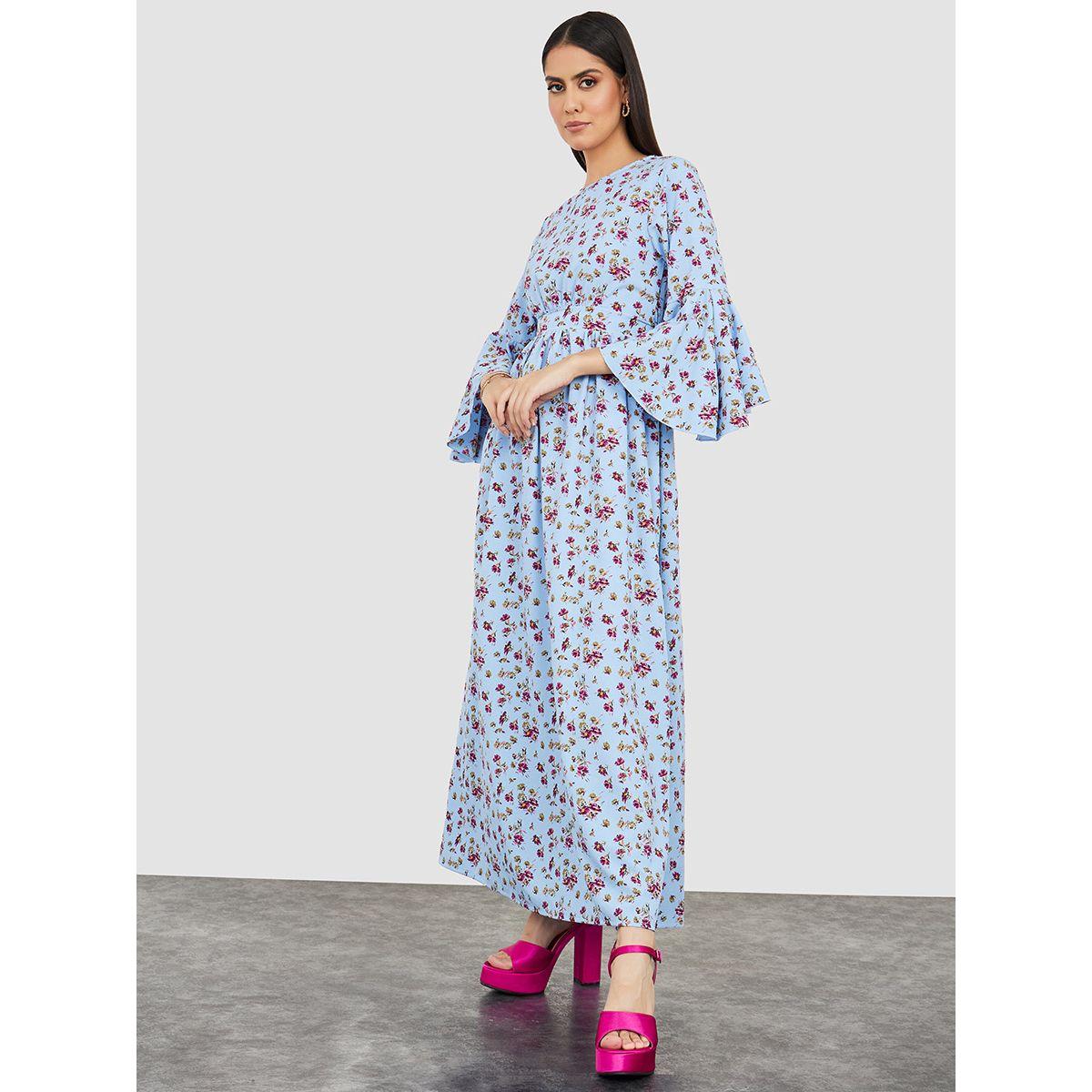 Styli Long Sleeves Floral All Over Print A-Line Midi Dress-women-clothing-dresses-image-2