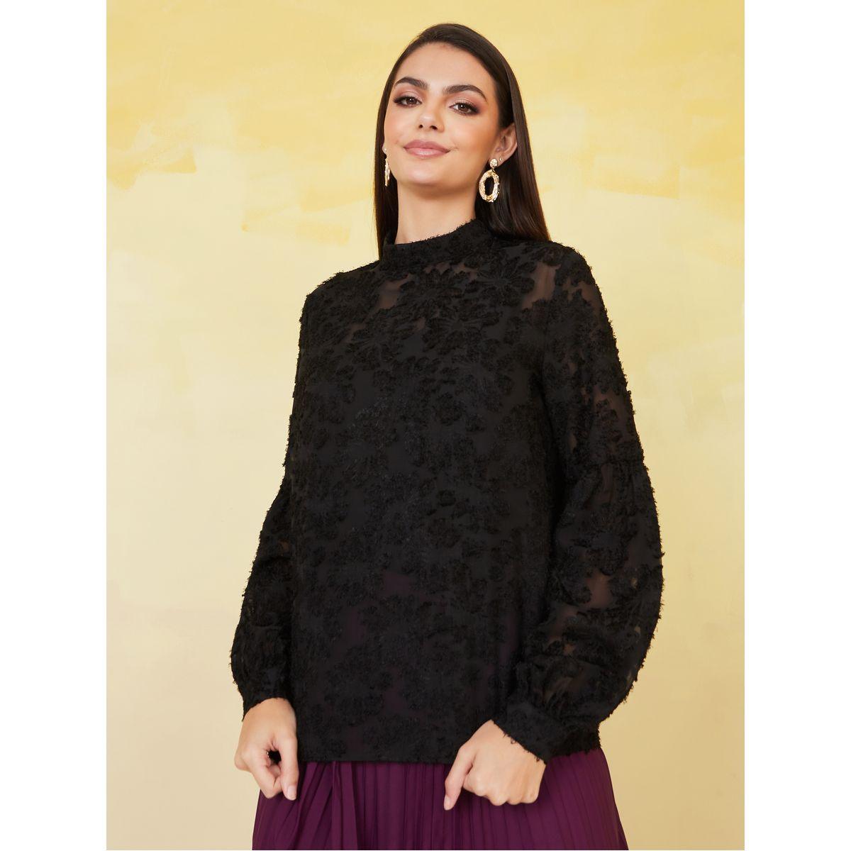 Styli Flocked Floral Regular Fit Blouse-women-clothing-shirtsandblouses-blouses-image-3