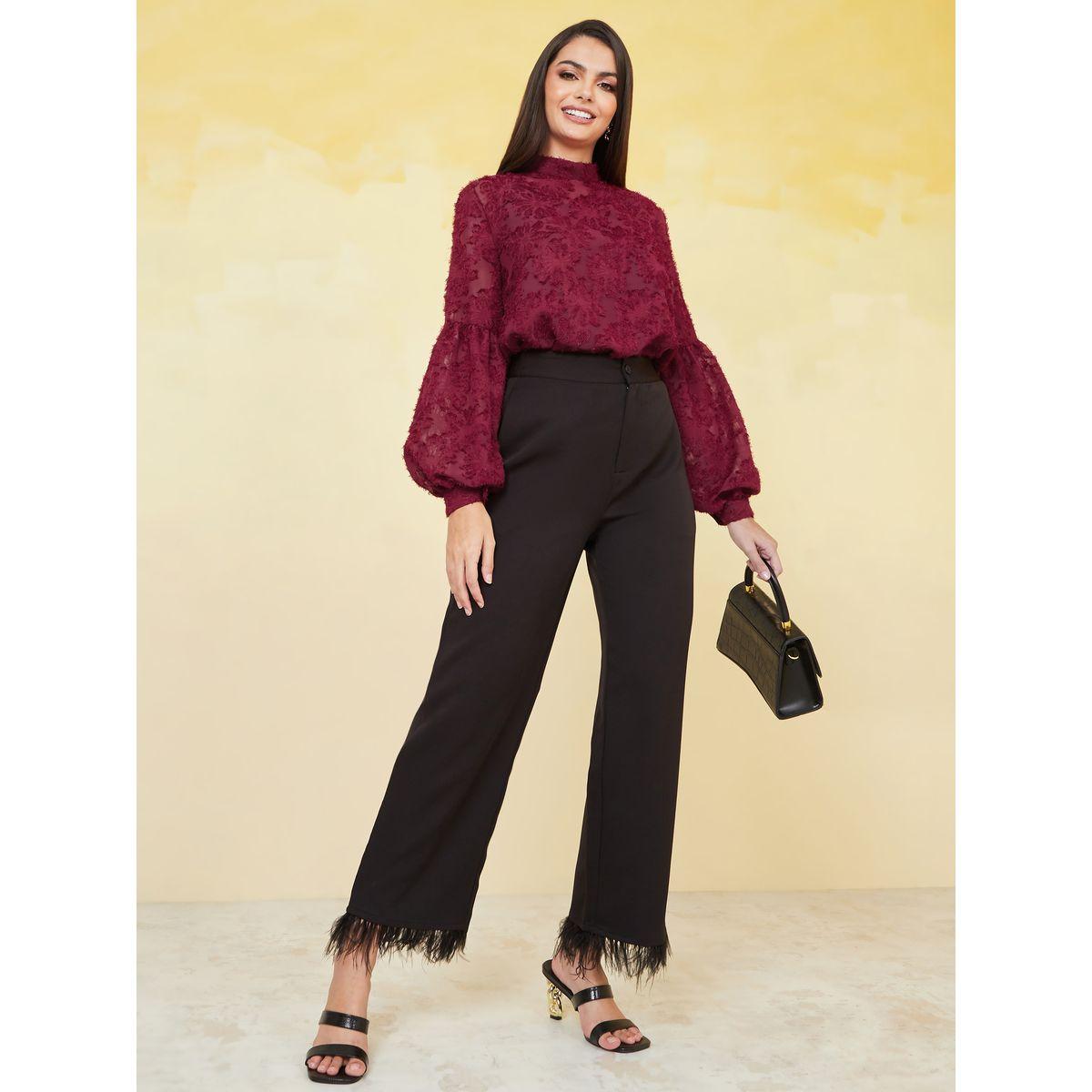 بلوزة كاجوال بياقة عالية-women-clothing-shirtsandblouses-blouses-image-2
