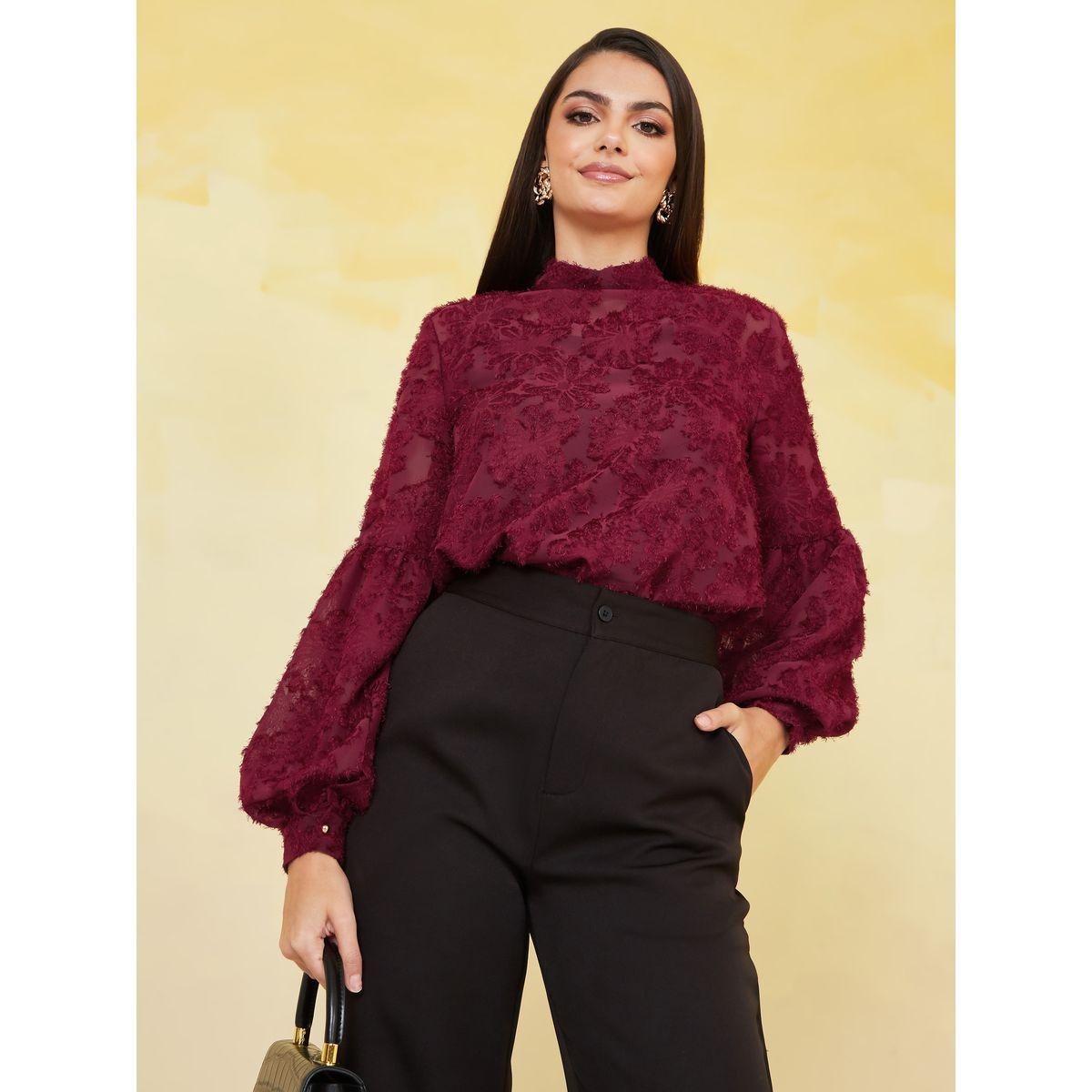 بلوزة كاجوال بياقة عالية-women-clothing-shirtsandblouses-blouses-image-3