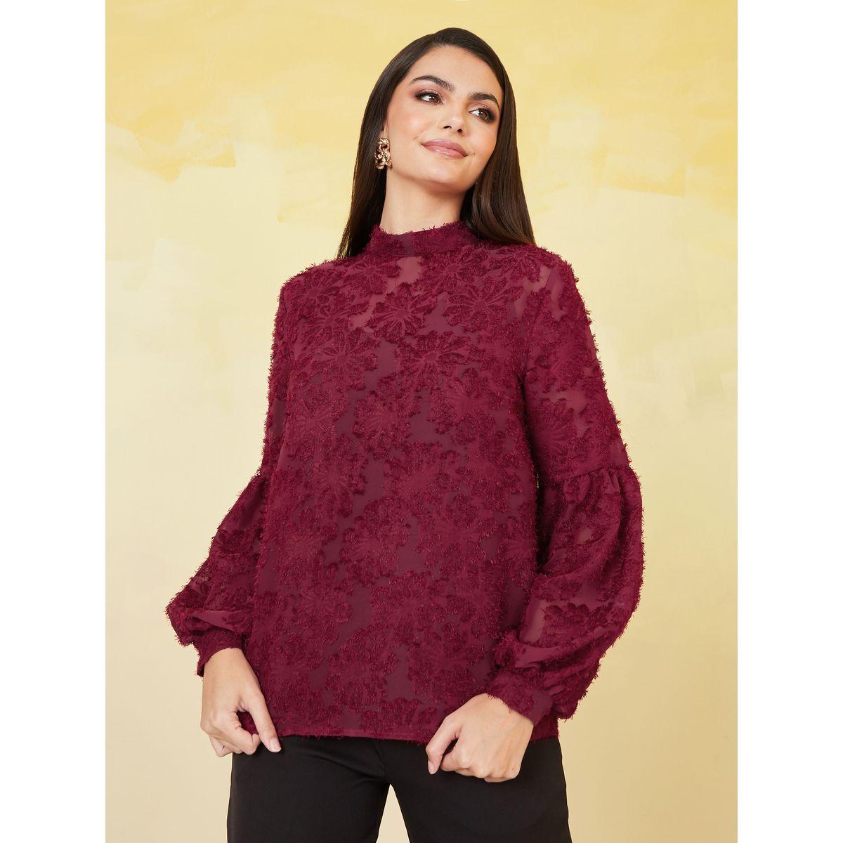 بلوزة كاجوال بياقة عالية-women-clothing-shirtsandblouses-blouses-image-4