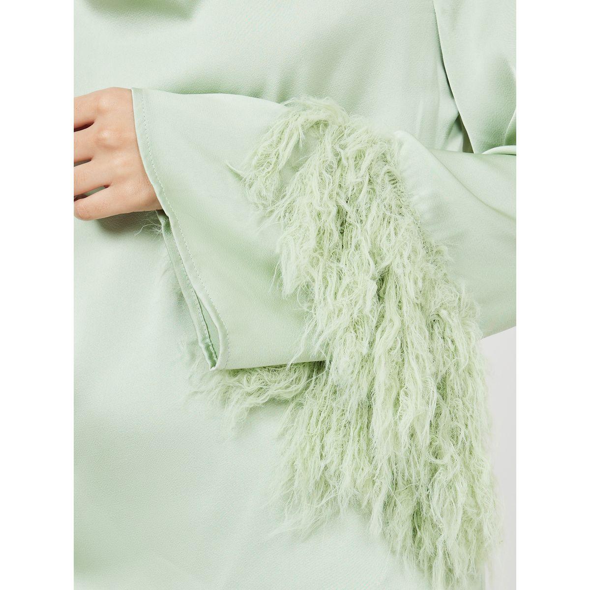 Styli Cowl Neck Faux Feather Trim Detail Blouse-women-clothing-shirtsandblouses-blouses-image-5