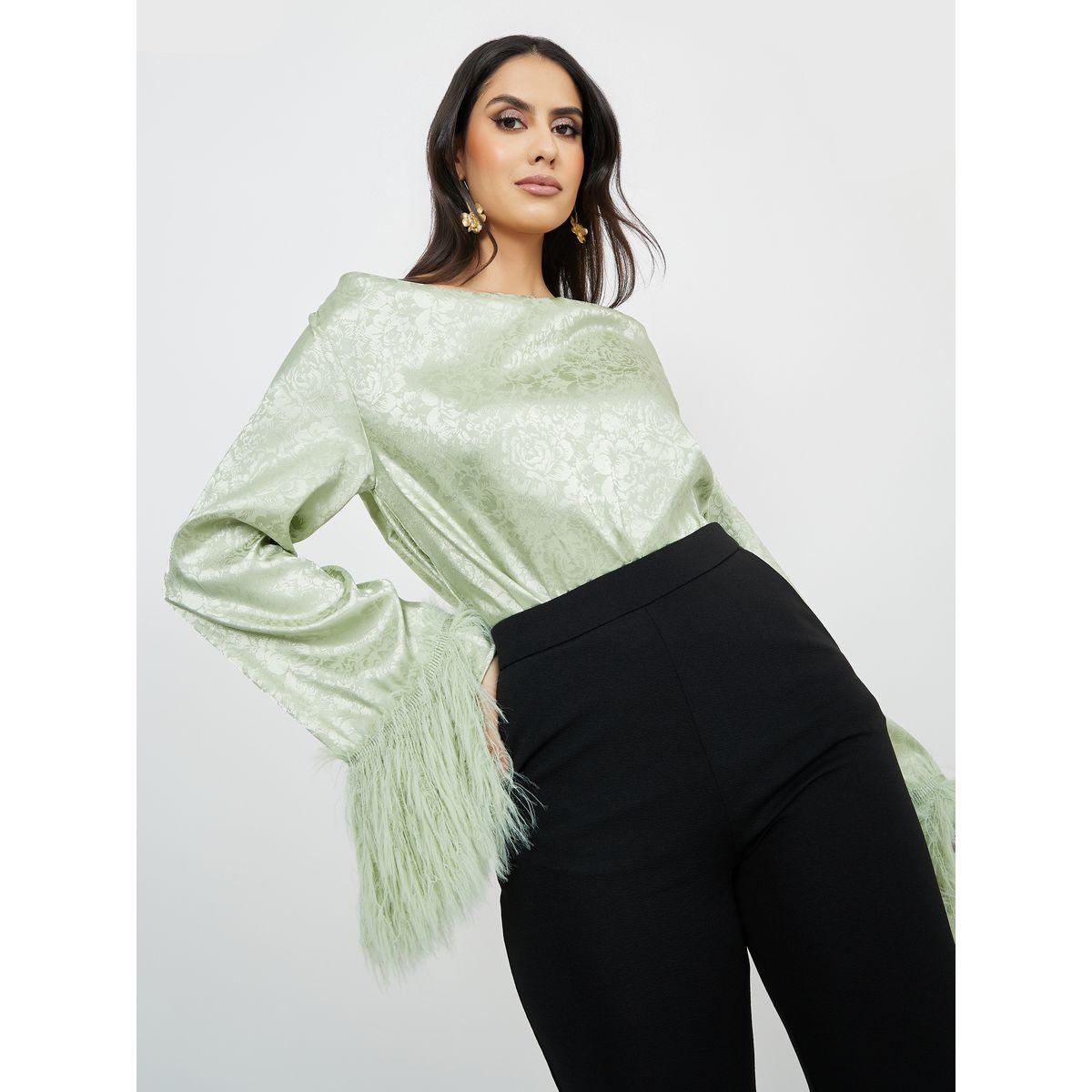 بلوزة مزينة بزهور بنسيج الجاكار-women-clothing-shirtsandblouses-blouses-image-1