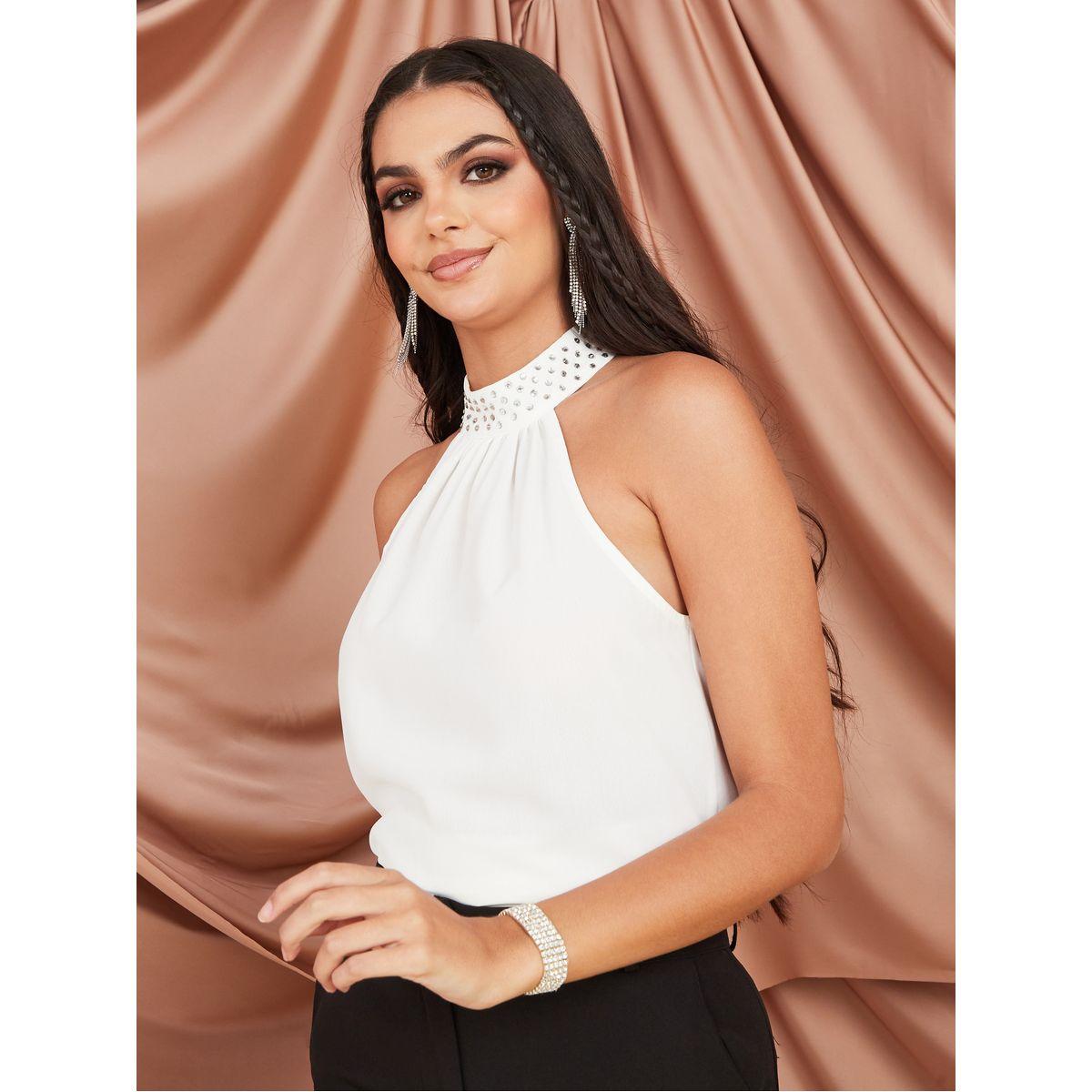 Styli Studded Halter Neck Regular Fit Blouse-women-clothing-shirtsandblouses-blouses-image-1