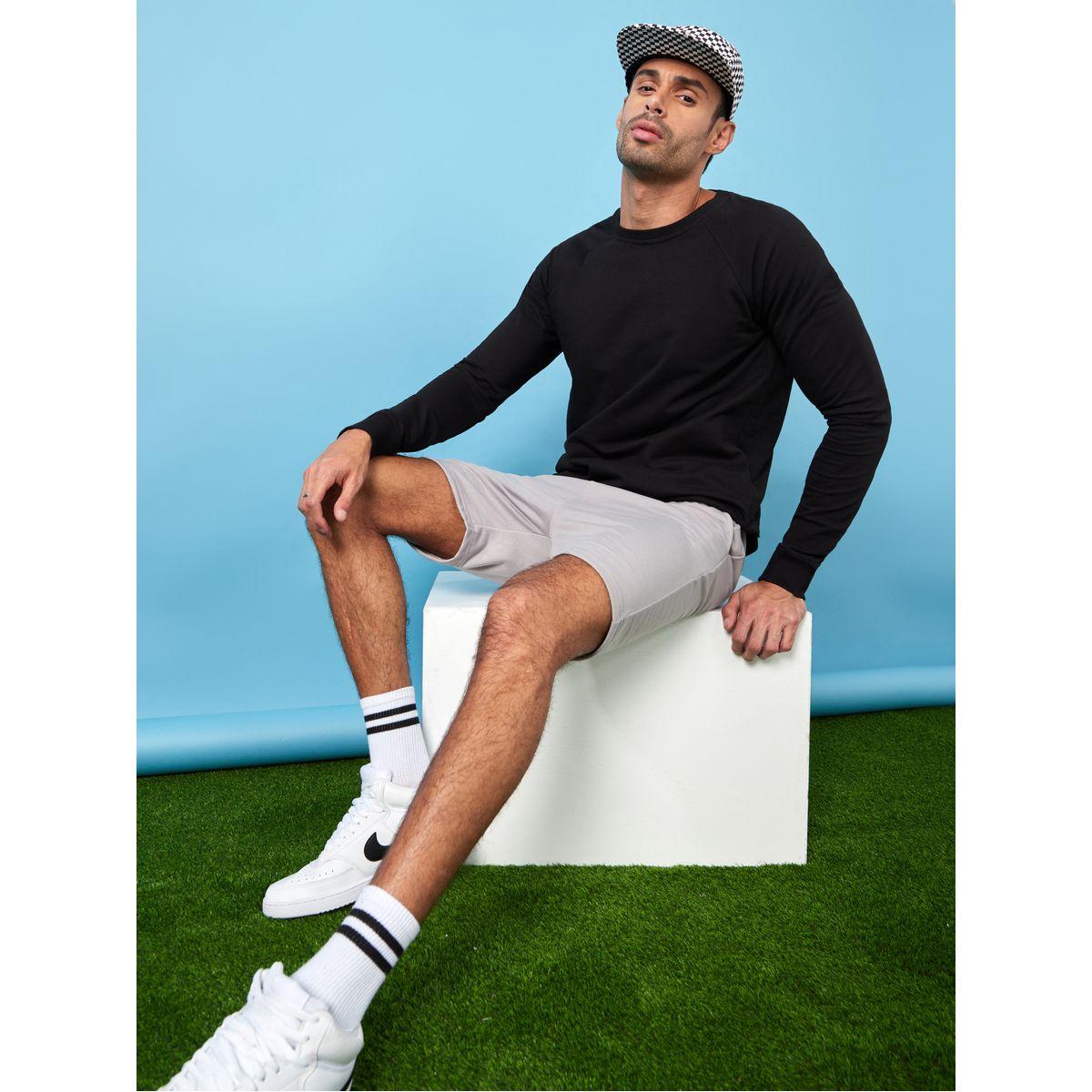 Styli Regular Fit Solid Knit Shorts-men-clothing-bottoms-shorts-image-2