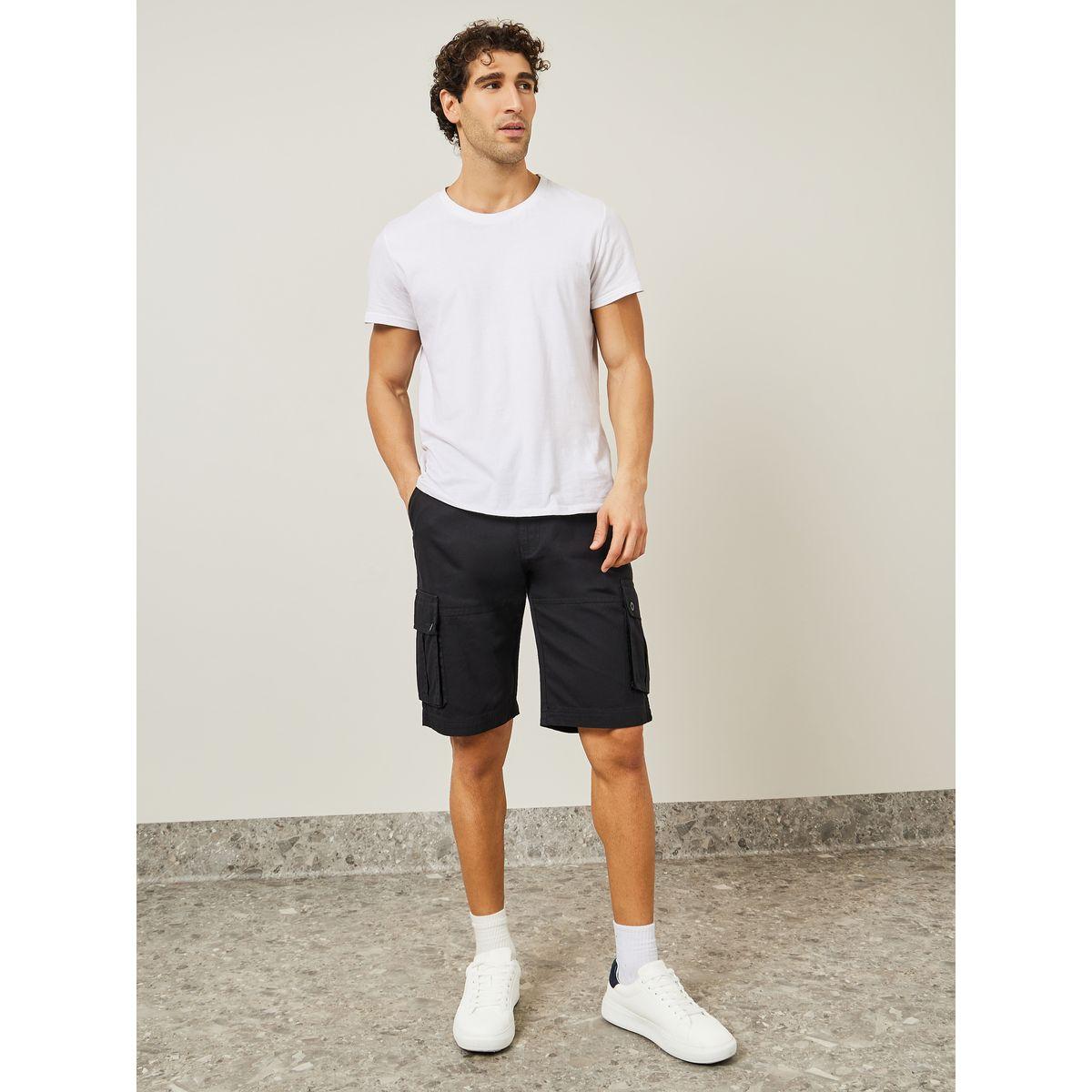 Styli Woven Cargo Shorts with Constructed Waistband Detail-men-clothing-bottoms-shorts-image-1