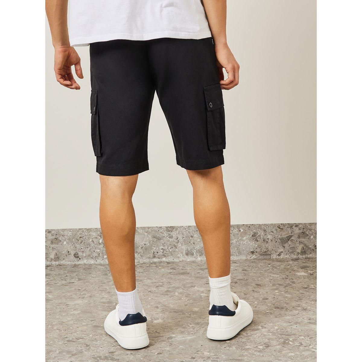 Styli Woven Cargo Shorts with Constructed Waistband Detail-men-clothing-bottoms-shorts-image-4