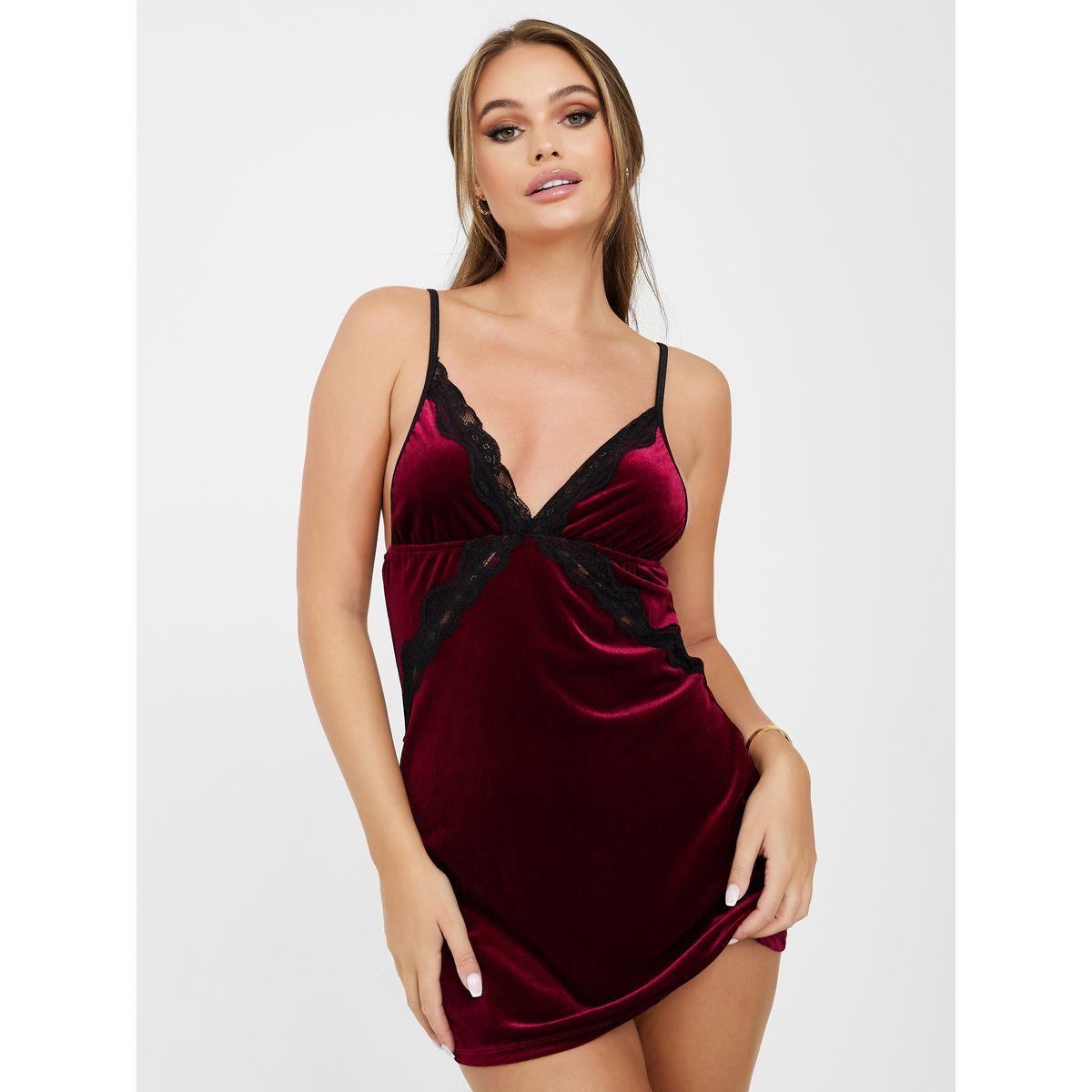 قميص نوم بتداخلات دانتيل-women-clothing-lingerie-babydollsandbodysuits-image-1
