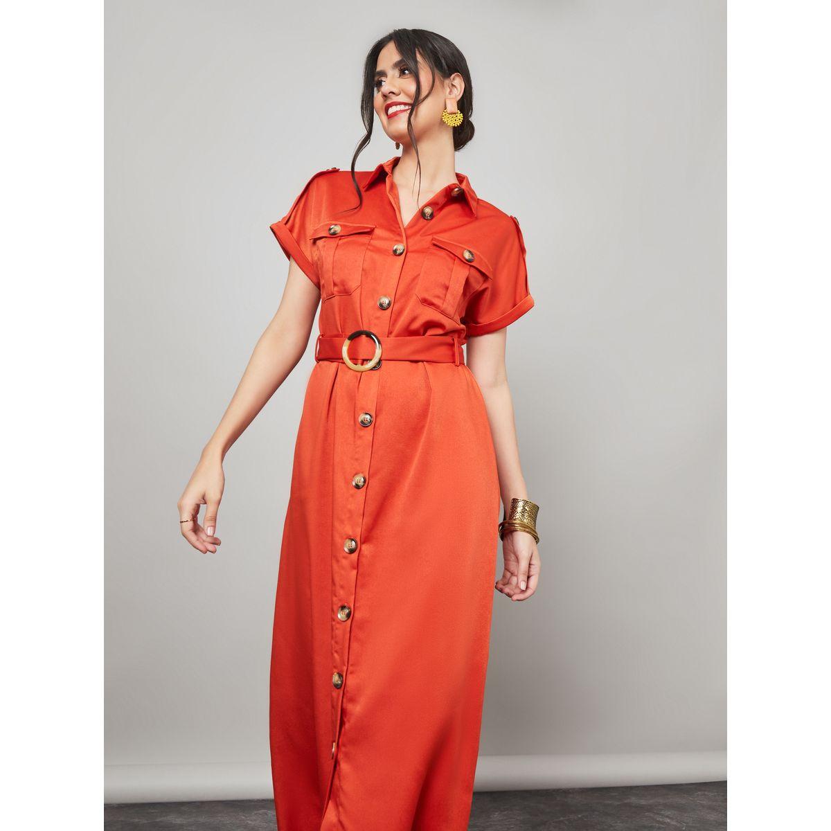 Styli Roll-Up Sleeve Button Detail Shirt Maxi Dress-women-clothing-dresses-image-2