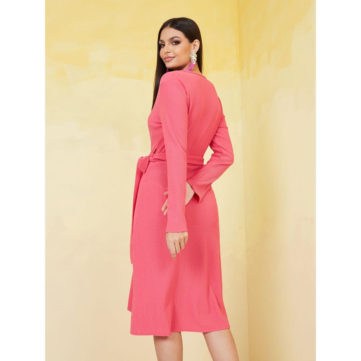 Styli Long Sleeves Textured Wrap Midi Dress-women-clothing-dresses-image-4