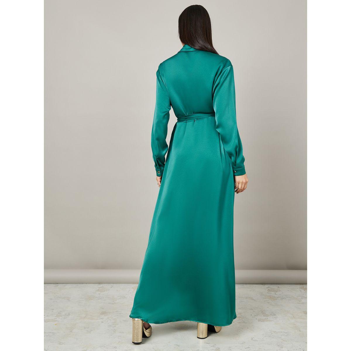 فستان طويل مزين بشق جانبي-women-clothing-dresses-image-5