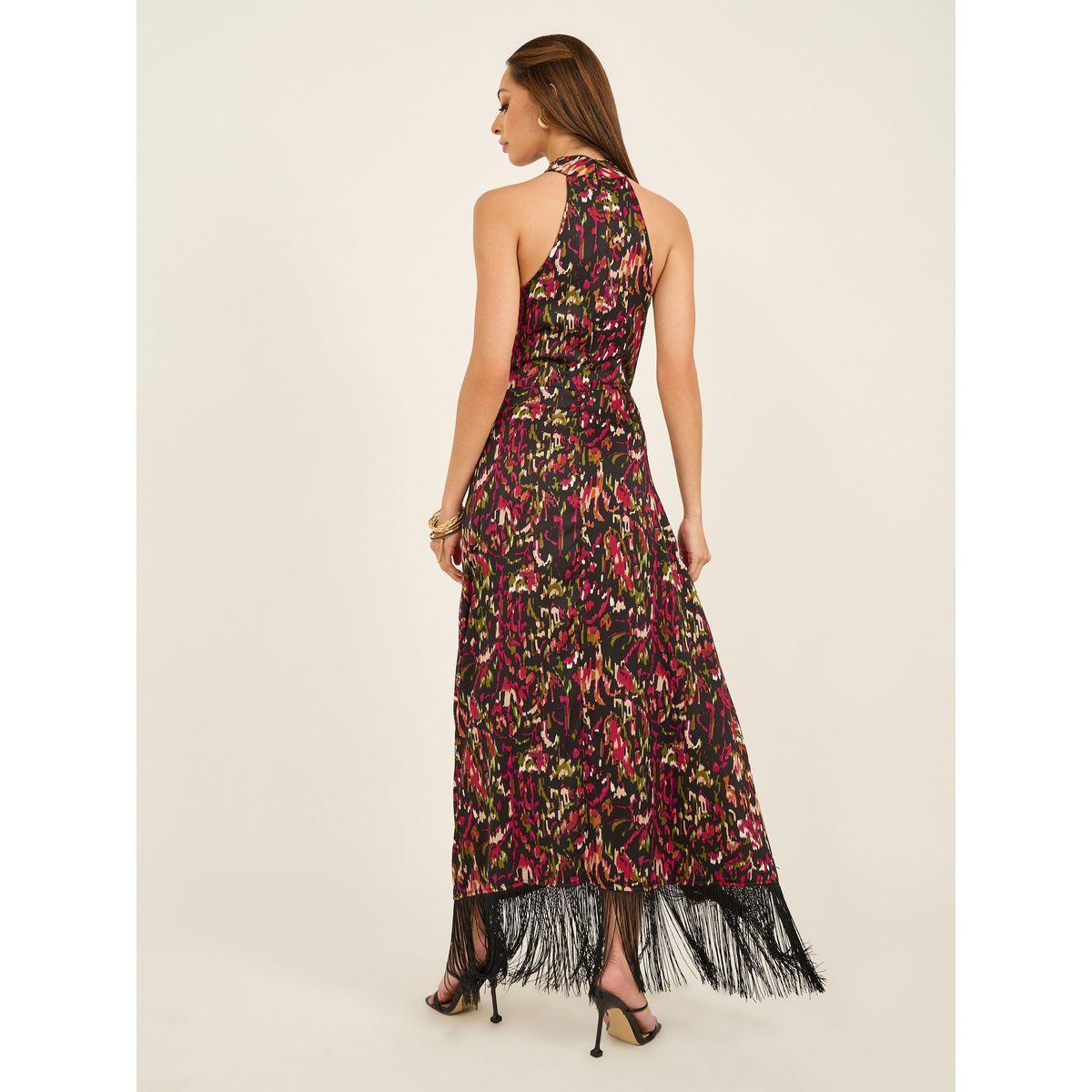 فستان طويل بياقة هولتر مزين بحواف شراشيب-women-clothing-dresses-image-6