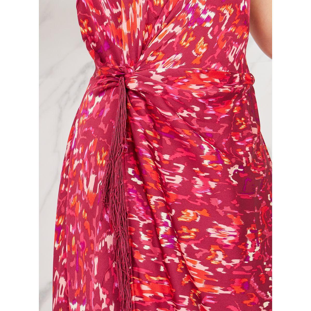 فستان طويل بنمط لف وياقة هولترمع شراشيب-women-clothing-dresses-image-3