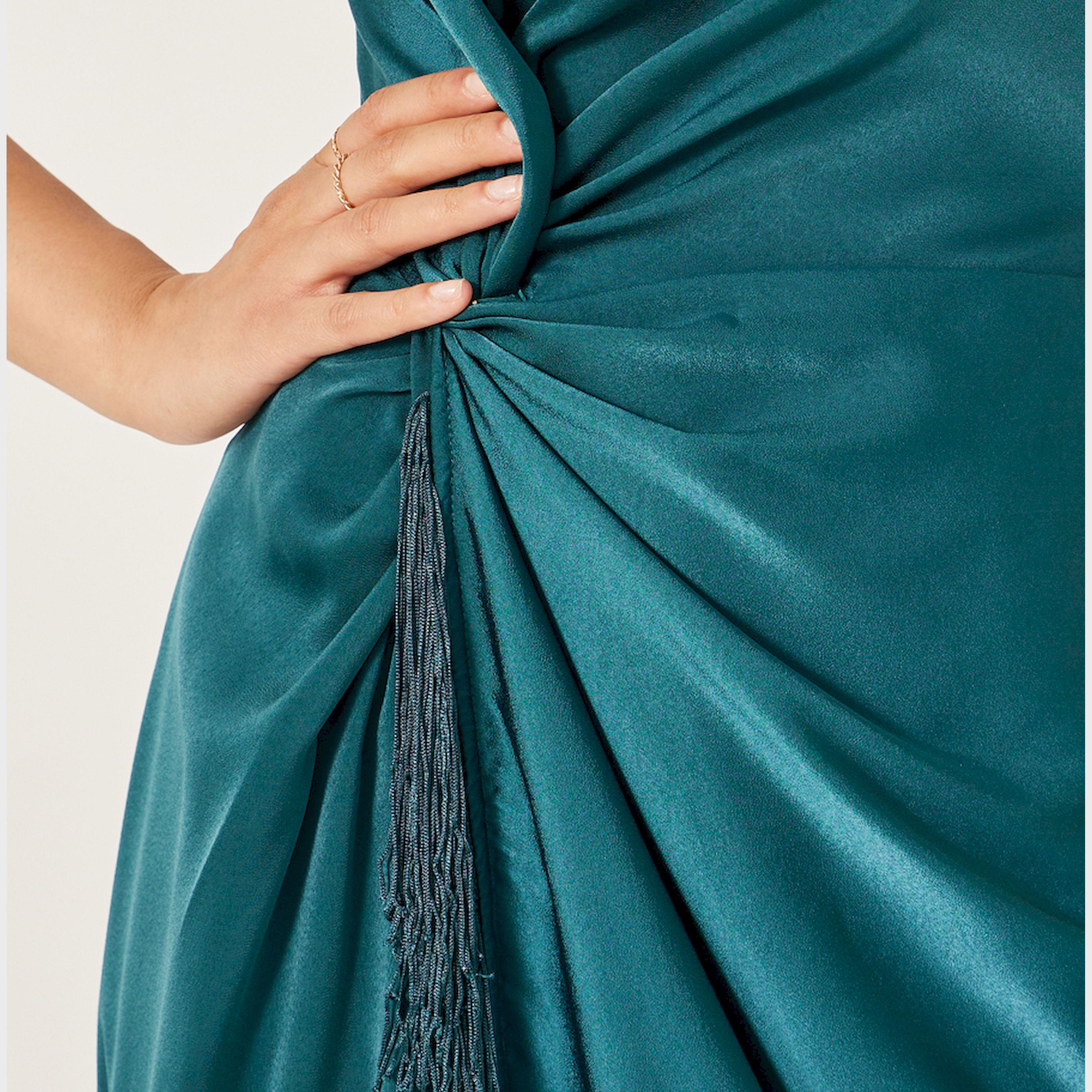 Styli Halter Neck Wrap Style Maxi Dress With Fringe Hem-women-clothing-dresses-image-5