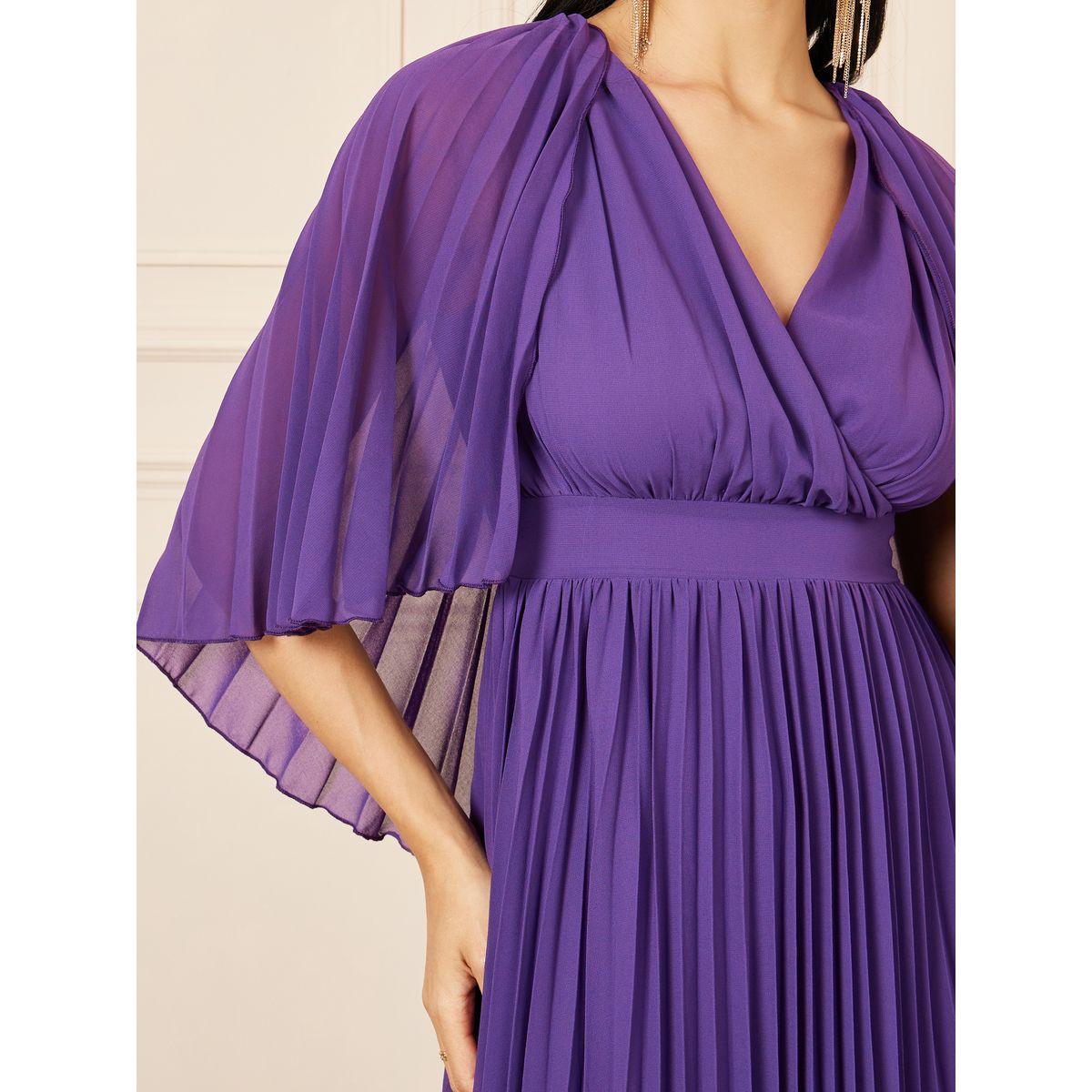 Styli Cape Sleeves Accordion Pleated A-Line Maxi Dress-women-clothing-dresses-image-3