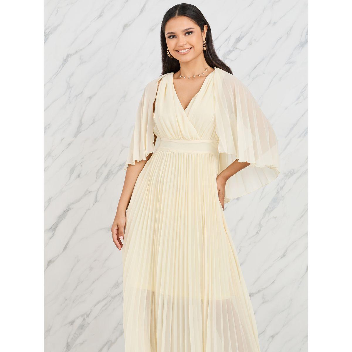 Styli Cape Sleeves Accordion Pleated A-Line Maxi Dress-women-clothing-dresses-image-2