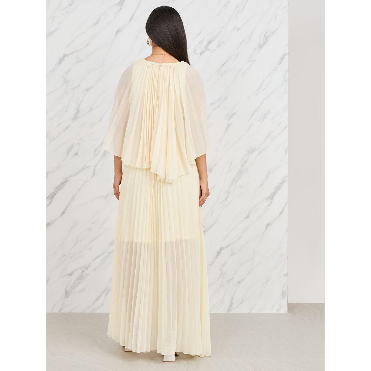Styli Cape Sleeves Accordion Pleated A-Line Maxi Dress-women-clothing-dresses-image-4
