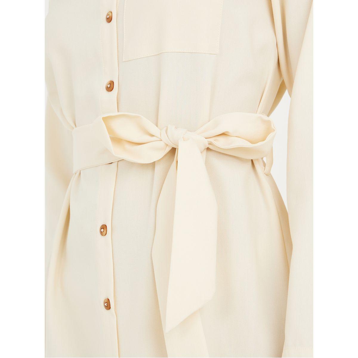 Styli Long Sleeves Plain Shirt Maxi Dress with Self Tie-women-clothing-dresses-image-3
