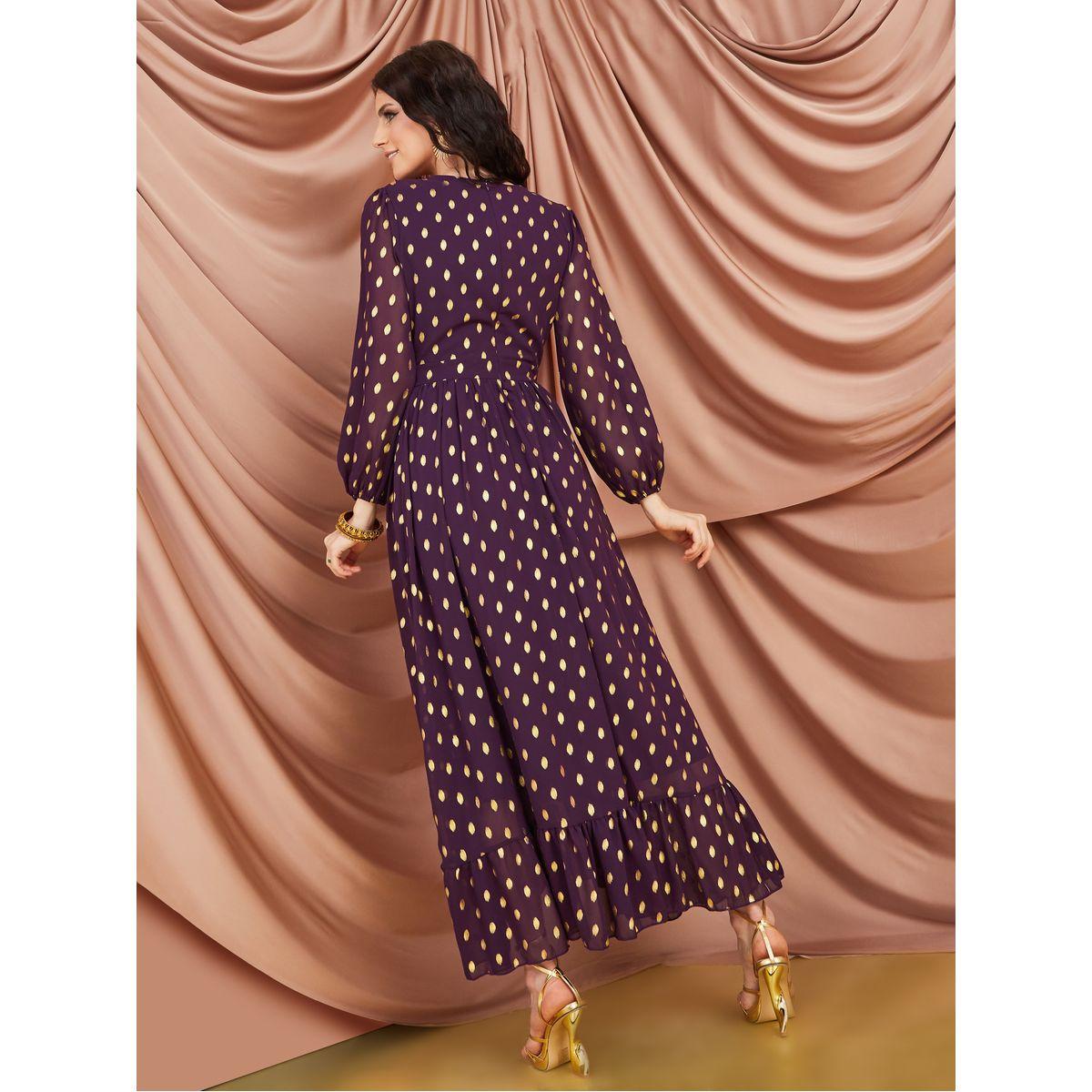 Styli Foil Print Wrap Front A-Line Maxi Dress-women-clothing-dresses-image-4