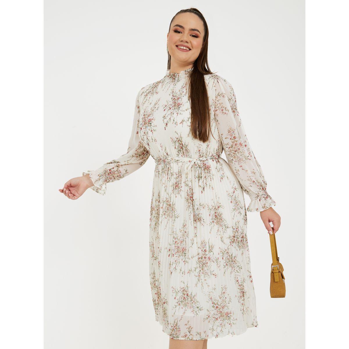 Styli Plus High Neck Floral Print Plisse Midi Dress-women-clothing-dresses-image-2