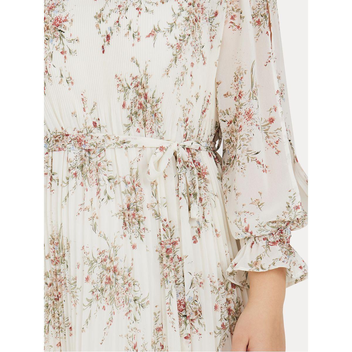 فستان ميدي بليسيه مطبع بزهور-women-clothing-dresses-image-3