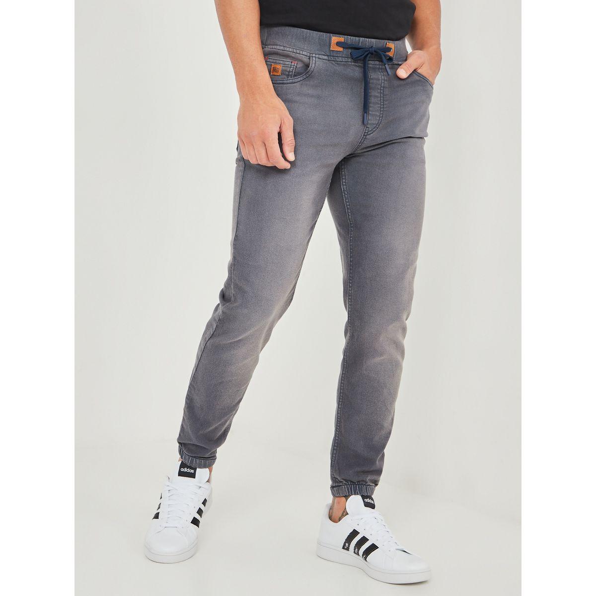 Styli Slim Fit Cuff Hem Jeans with Drawstring Waistband-men-clothing-bottoms-jeans-image-1