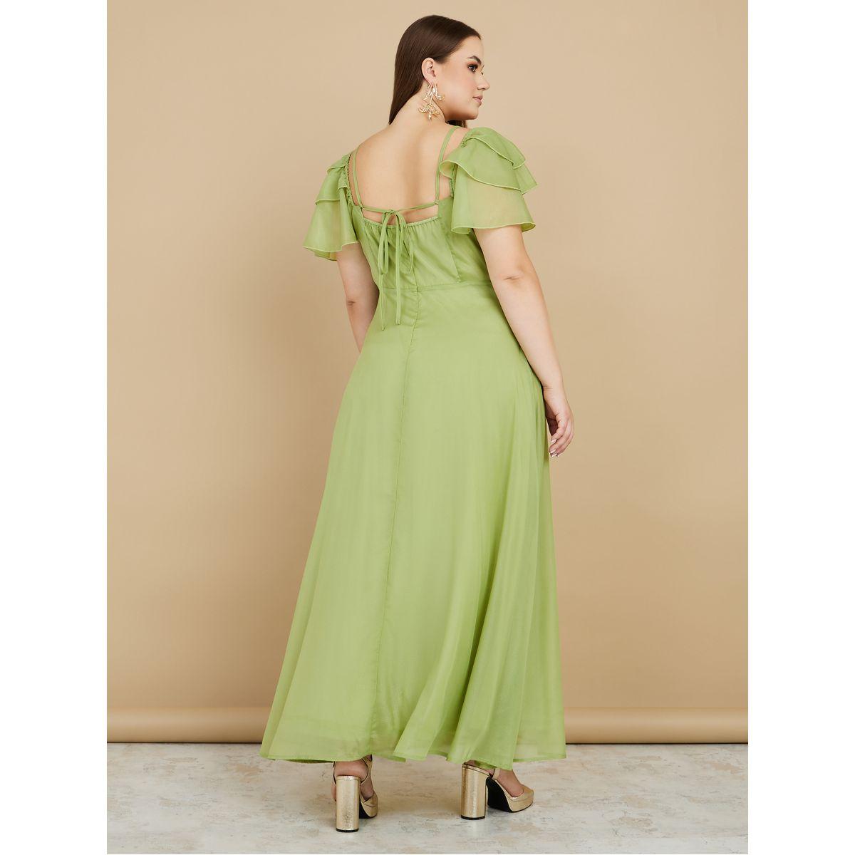 Styli Plus Ruffle Sleeve Tie-Up Back A-Line Maxi Dress-women-clothing-dresses-image-4