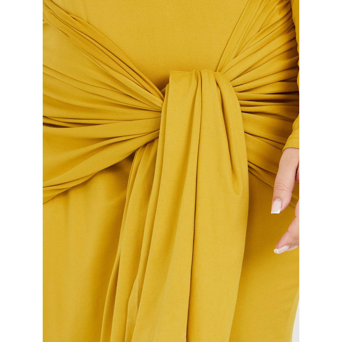 Styli Plus Long Sleeves Front Tie Detail Midi Dress-women-clothing-dresses-image-3