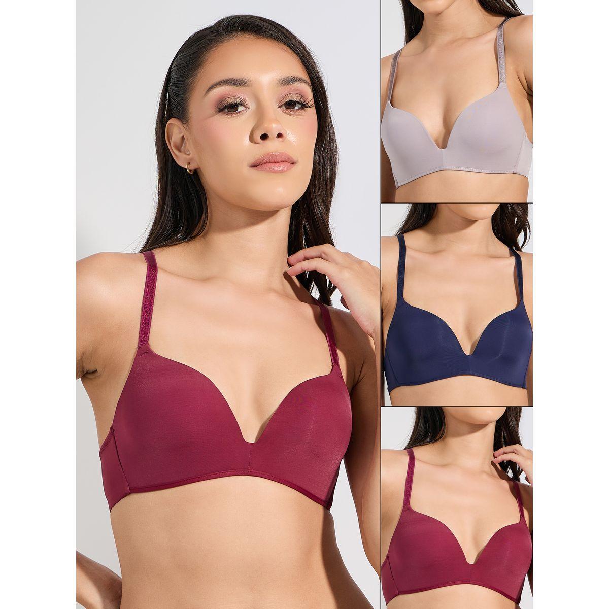 مجموعة من 3 صدريات سادة بياقة عميقة-women-clothing-lingerie-bras-image-1