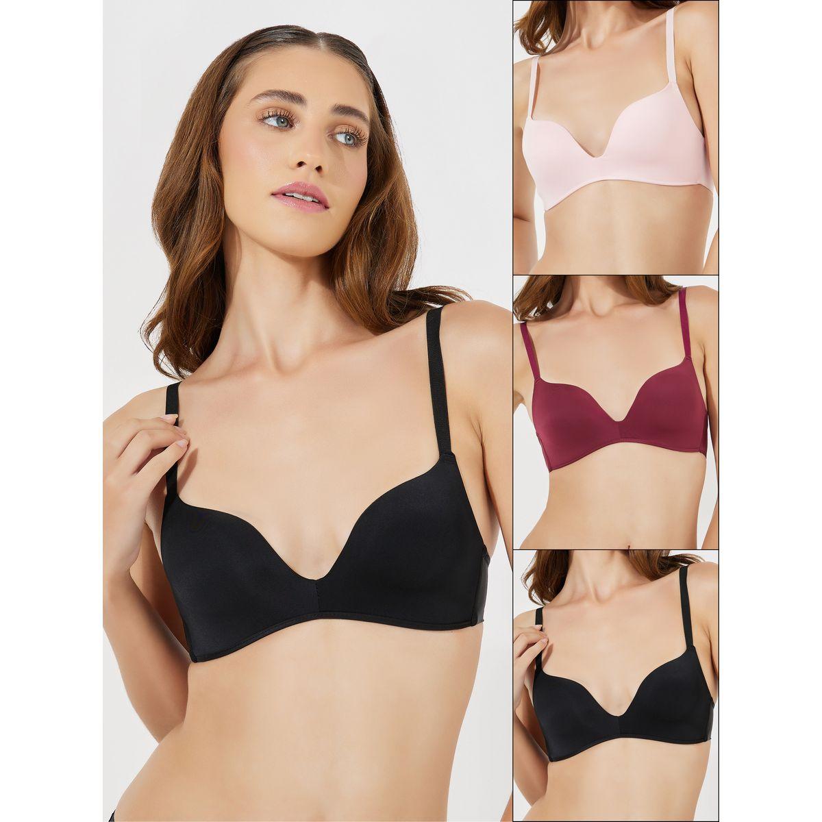 مجموعة من 3 صدريات سادة بياقة عميقة-women-clothing-lingerie-bras-image-1