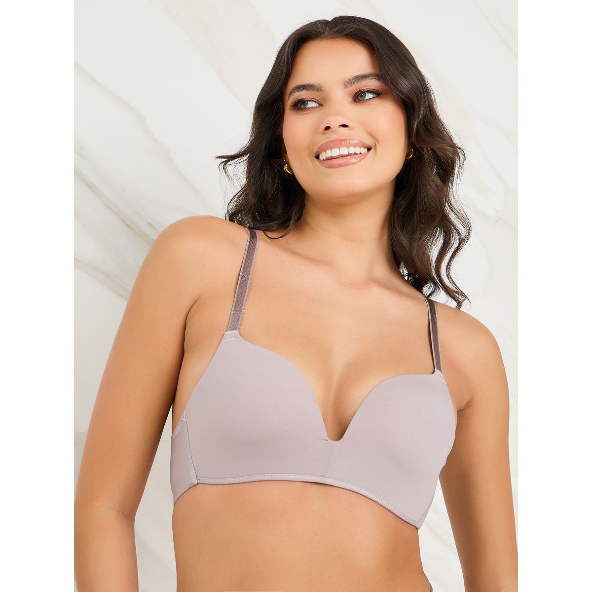Styli Pack of 3 - Solid Padded Non Wired Plunge Bra-women-clothing-lingerie-bras-image-2