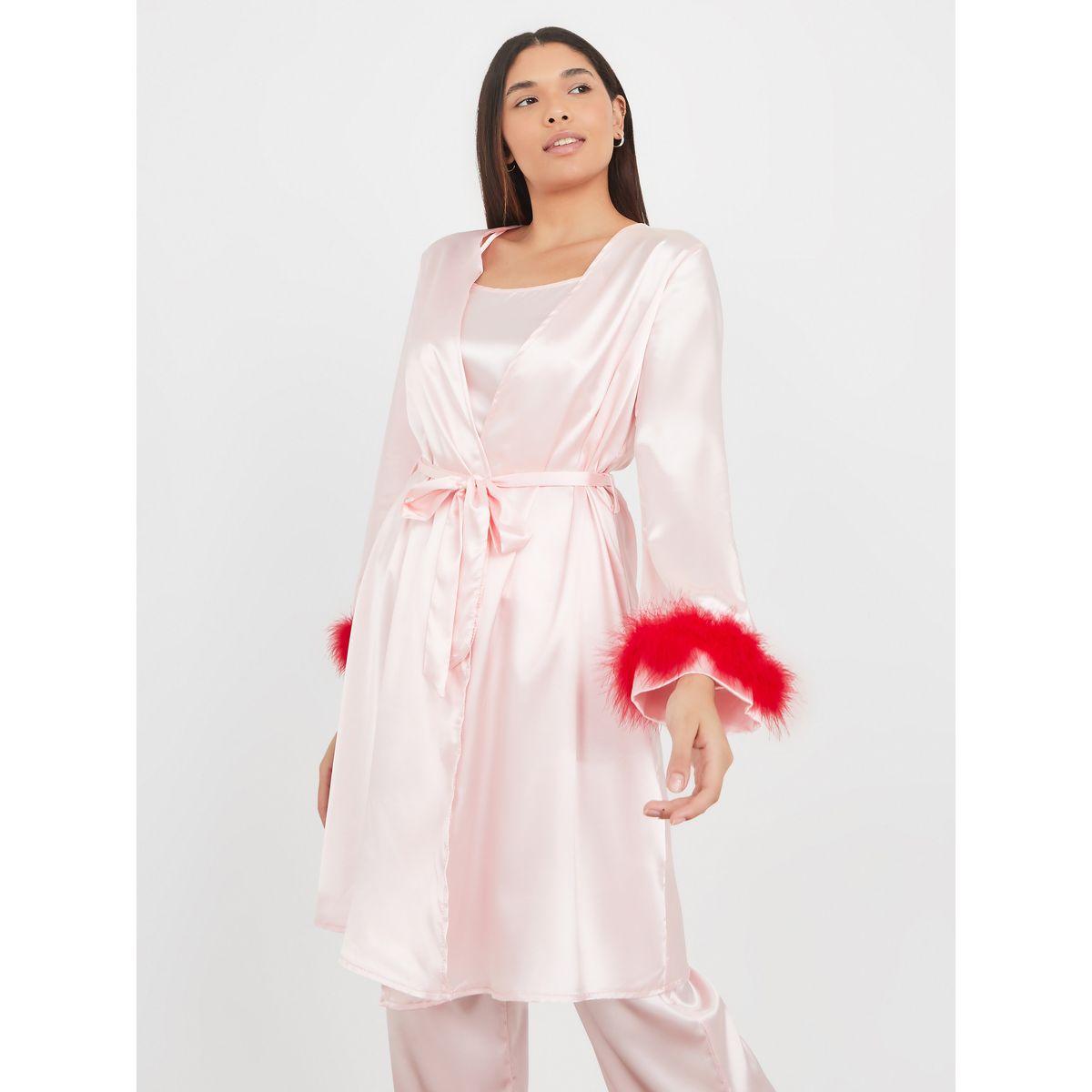 مجموعة من 3 ( بلوزة كامي + بنطال + روب )-women-clothing-nightwear-pyjamas-longsets-image-5