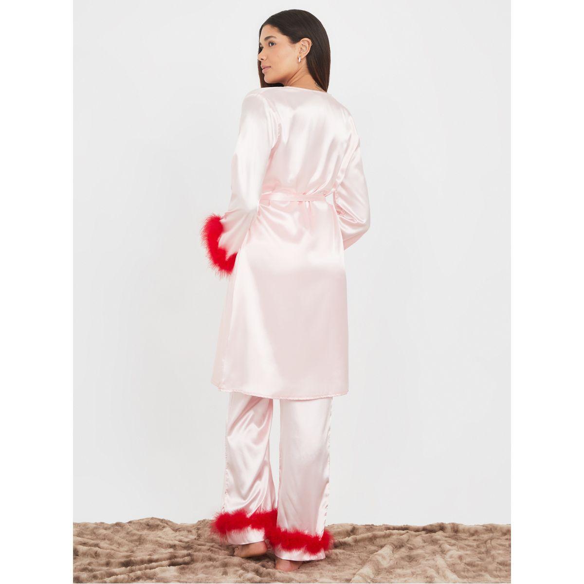 مجموعة من 3 ( بلوزة كامي + بنطال + روب )-women-clothing-nightwear-pyjamas-longsets-image-9