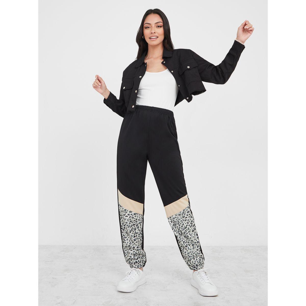 Styli Leopard Print Jogger with Elastic Waistband-women-clothing-bottoms-joggers-image-2