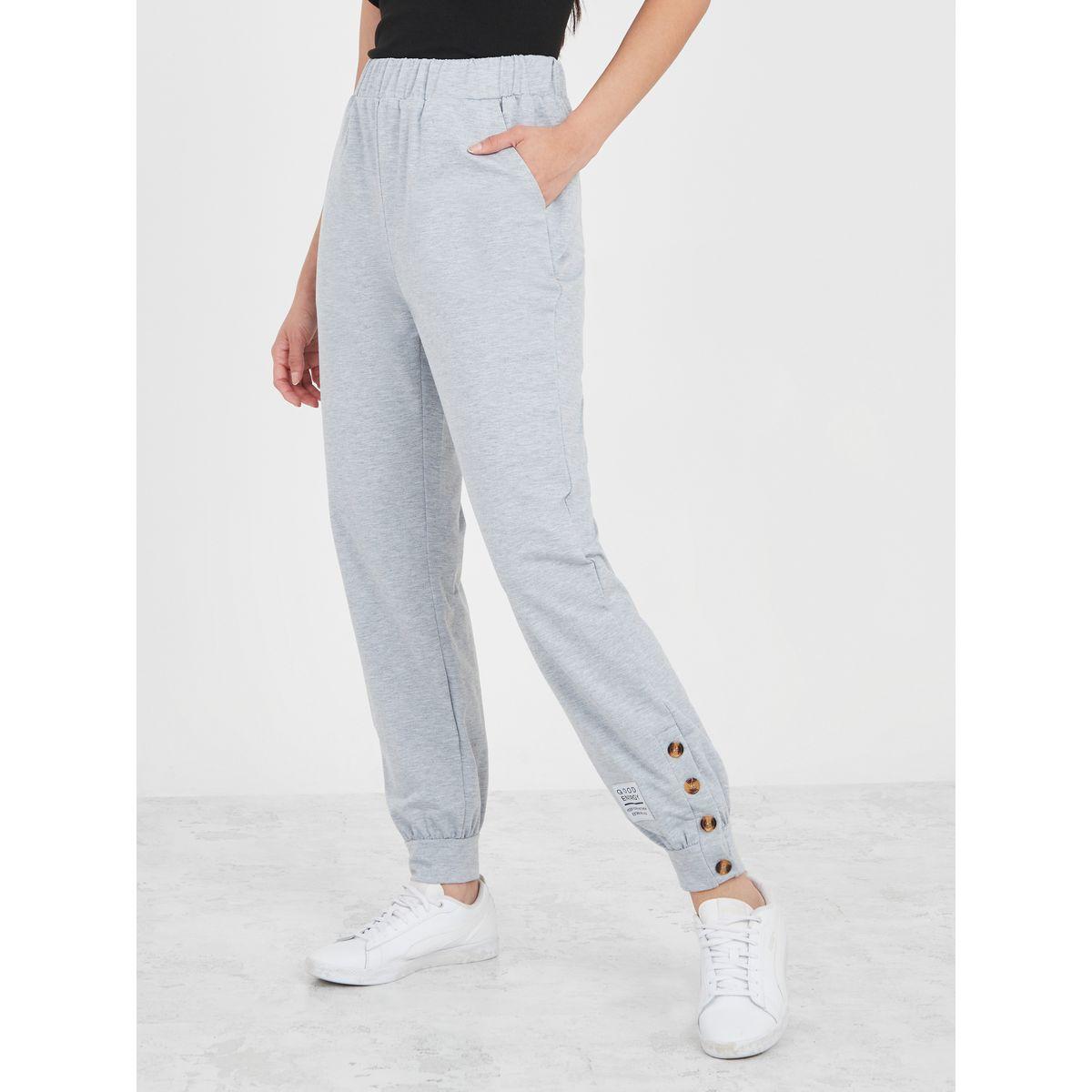 Styli Button Cuff Detail Solid Jogger-women-clothing-bottoms-joggers-image-1